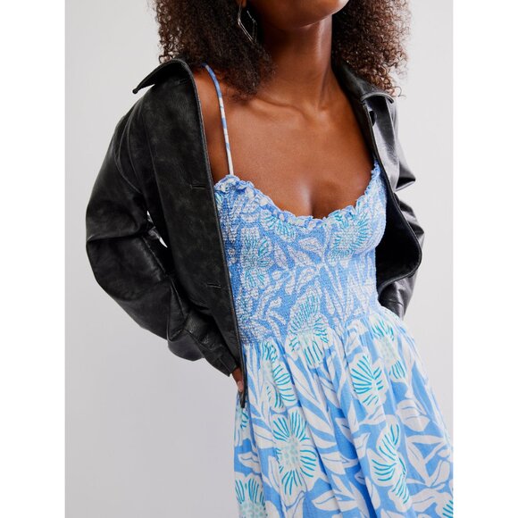 FREE PEOPLE Sweet Nothings Midi Dress / Blue Vista Combo - Picture 5 of 7